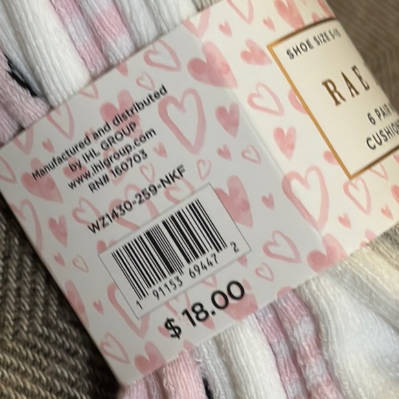 NWT Rae Dunn 6 Pair WMN’s Cushion Quarter Socks Valentine’s Day - Picture 8 of 11